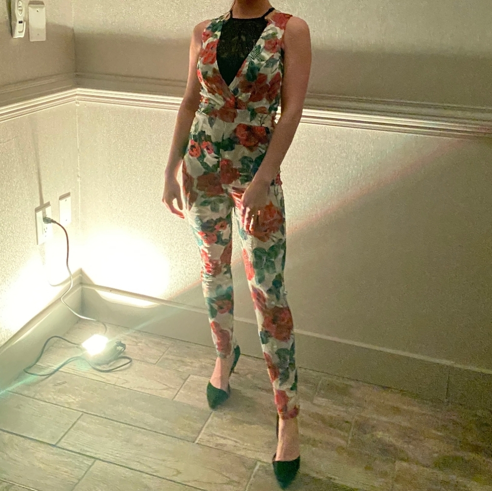 Vibrant Floral V-Neck Jumpsuit